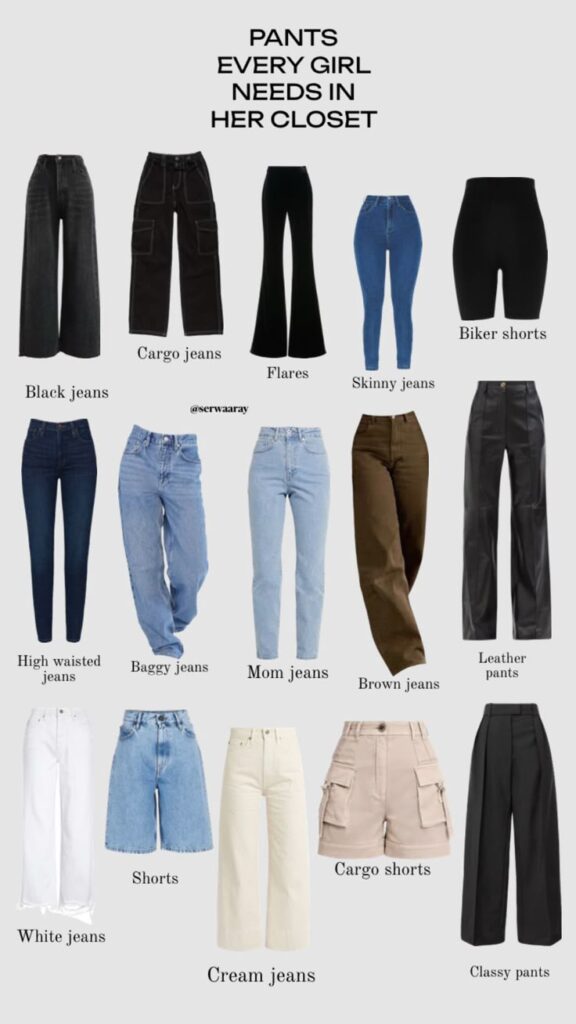 DIFFERENT TYPES OF BOTTOM WEAR : - @serwaaray #myfirstshuffle #closetfinds #mystyleday8 #findingmystyle #basicoutfit